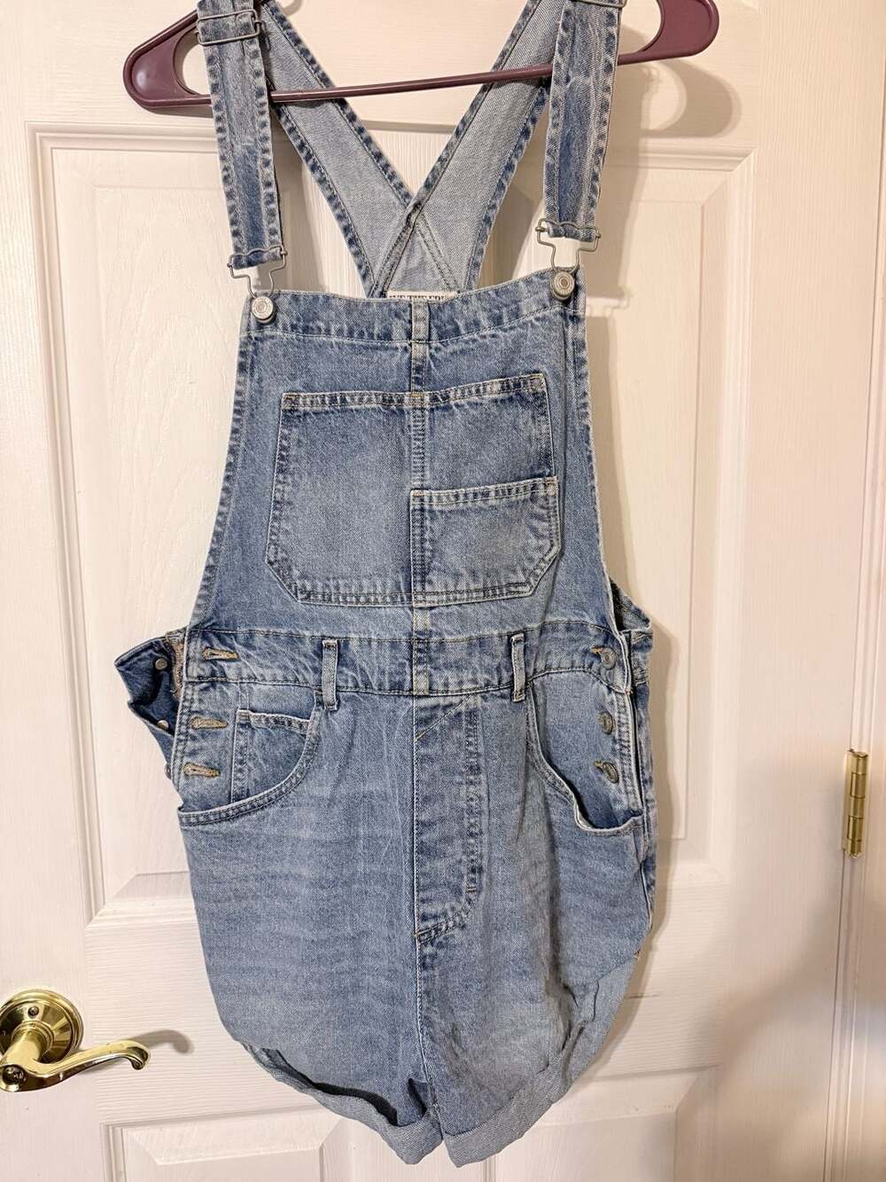 We The Free Ziggy Shortall Size 5 Denim Overall Shorts